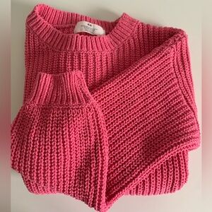 H & M Girls Hot Pink Knit Sweater Size 8-10